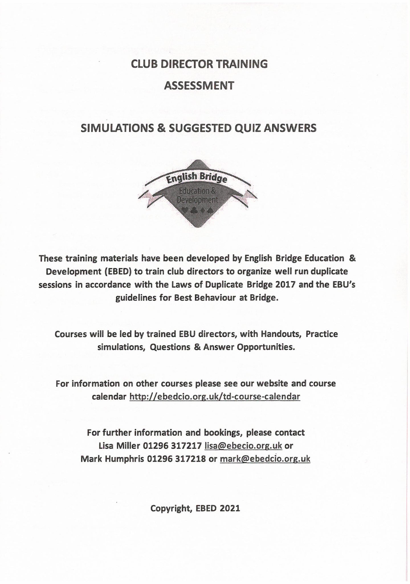 Club Director Training - Assessment