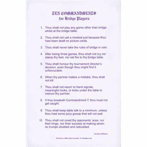 Ten Commandments - Bridge Players T-Towel - NEW