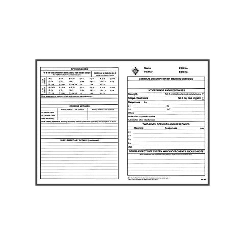 Convention Card - 100 - EBU0020B