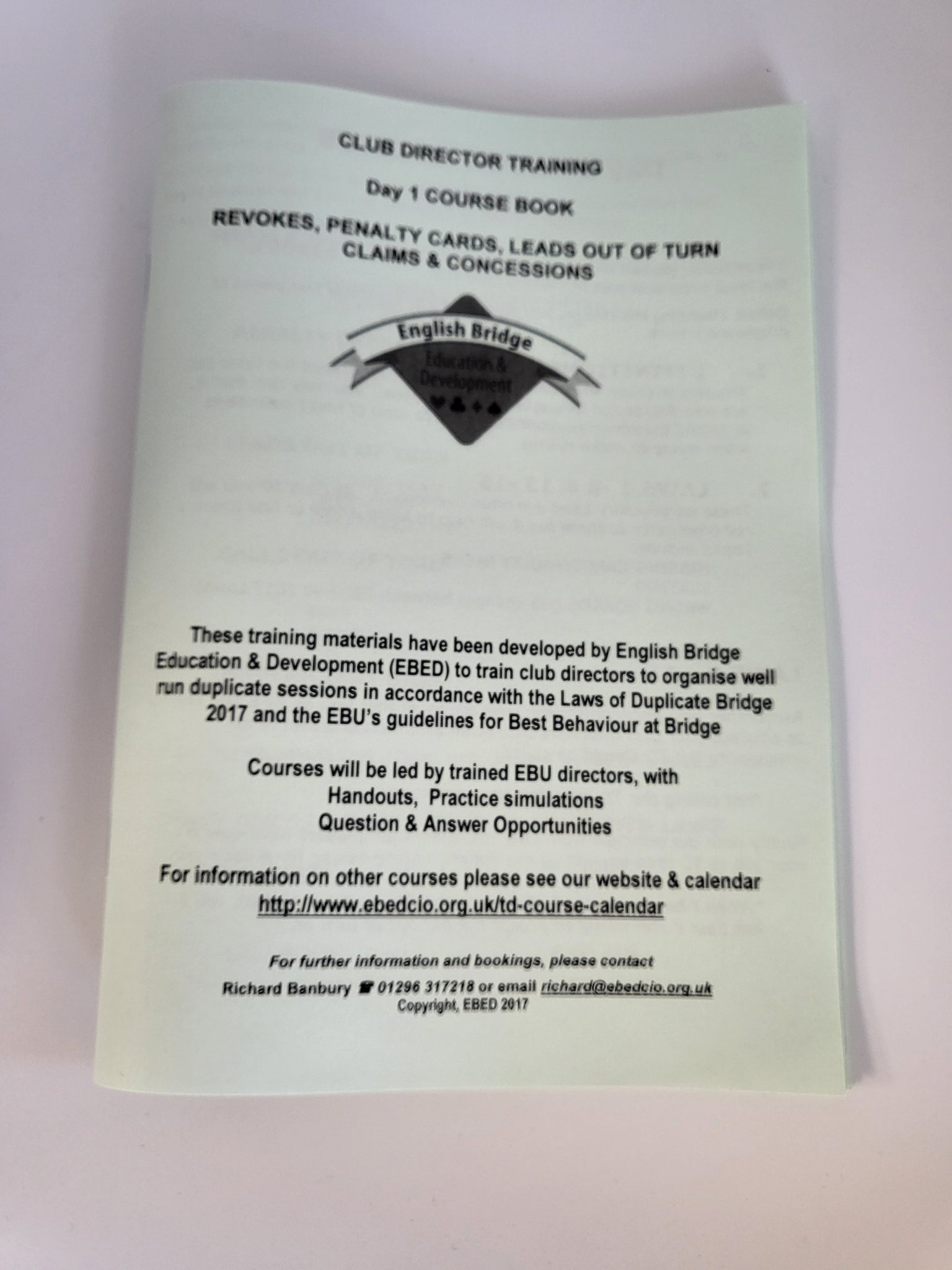 Club Director Training - Day 1 course book
